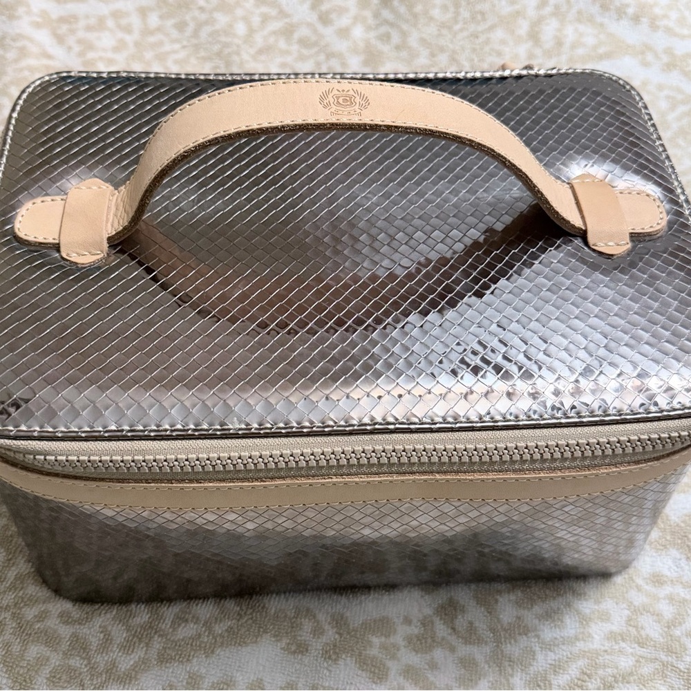 Consuela gunmetal and Tan Cosmetic Bag.. Price is firm.